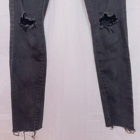 Aeropostale AERO black wash denim distressed curvy high rise jeans size 0 - Picture 4 of 6